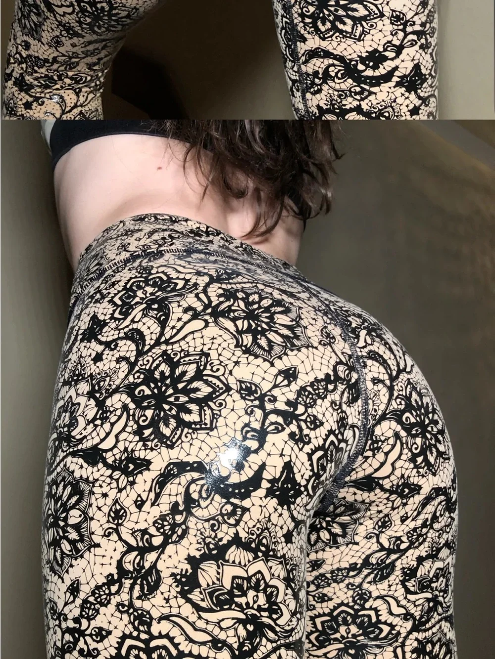 ACTIVE ALIXIR Blair Nude Lace-Pattern Grip Leggings